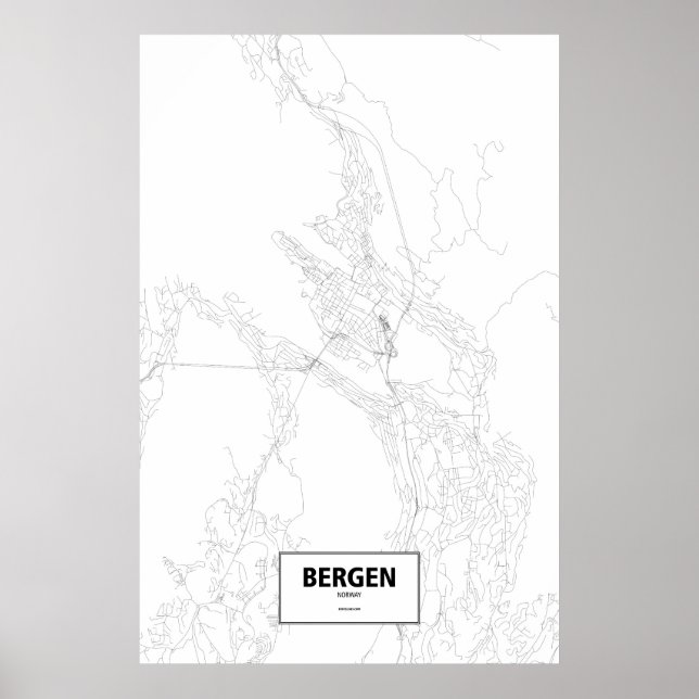 Bergen, Norge (svart på vitt) Poster (Framsidan)