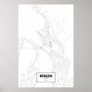 Bergen, Norge (svart på vitt) Poster