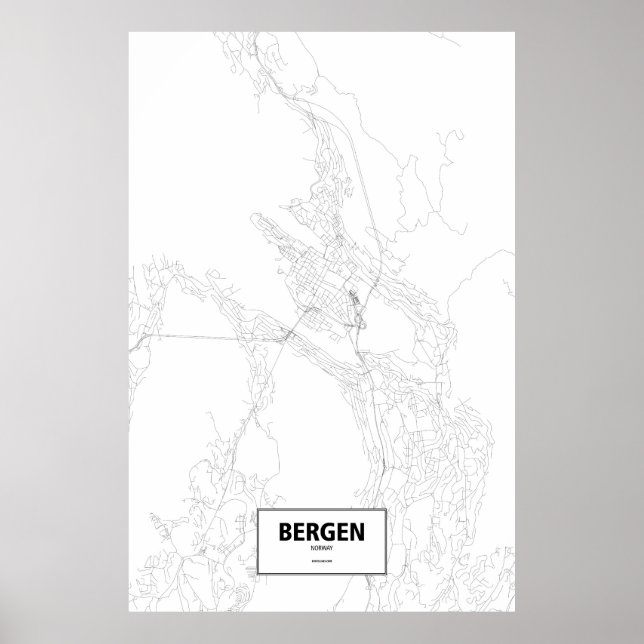 Bergen, Norge (svart på vitt) Poster (Framsidan)