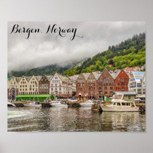 Bergen Norge Travel Photo Poster