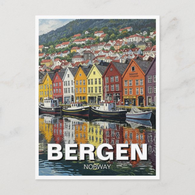 Bergen Norge Travel Vykort (Framsida)