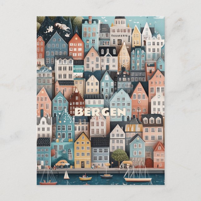 Bergen Norge Travel Vykort (Framsida)