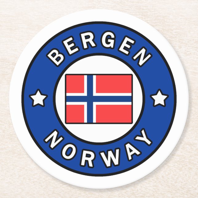 Bergen Norge Underlägg Papper Rund (Framsidan)