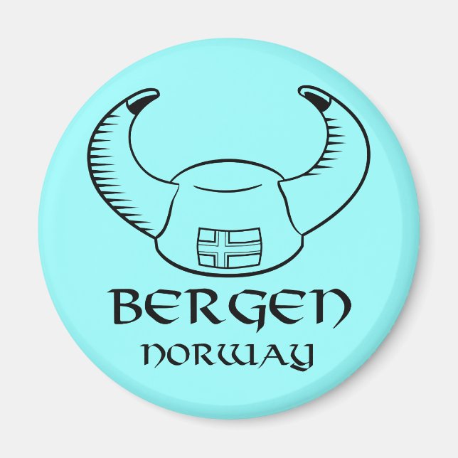 Bergen Norge Viking Hat Magnet (Framsidan)