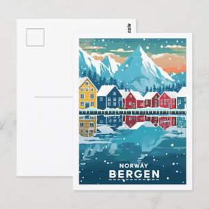 Bergen Norge Vintage Berömd Travel Ställe Vykort