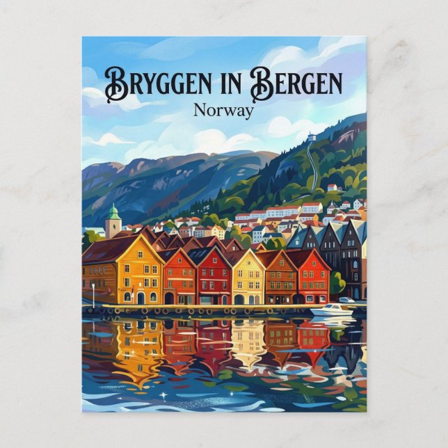 Bergen Norge Vykort (Framsida)