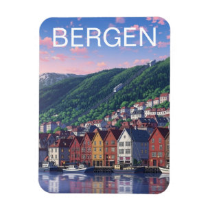 Bergen Norge vykort Magnet