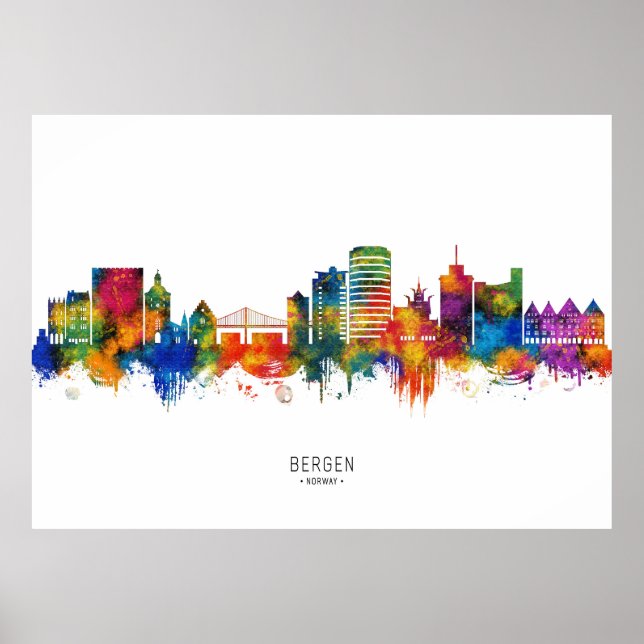 Bergen Norway Skyline Poster (Framsidan)