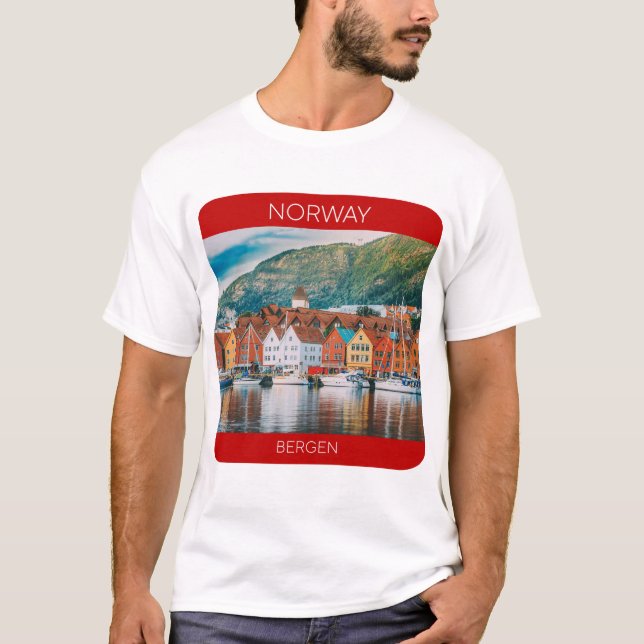 Bergen, Norway Travel T-Shirt (Framsida)