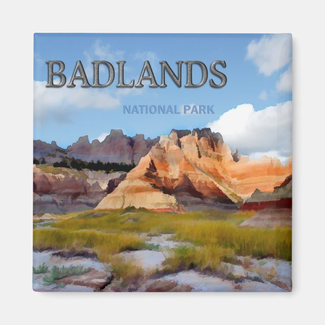 Bergen och Himlar i nationalparken Badlands nation Magnet (Framsidan)