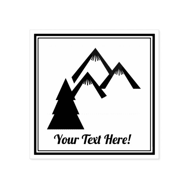 Bergen och Träd Stämpel (Tryck)