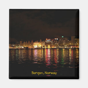 Bergen på natten, Norge resa Magnet