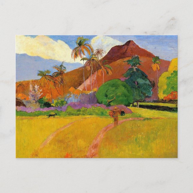 "Bergen på Tahiti" - Paul Gauguin vykort (Framsida)
