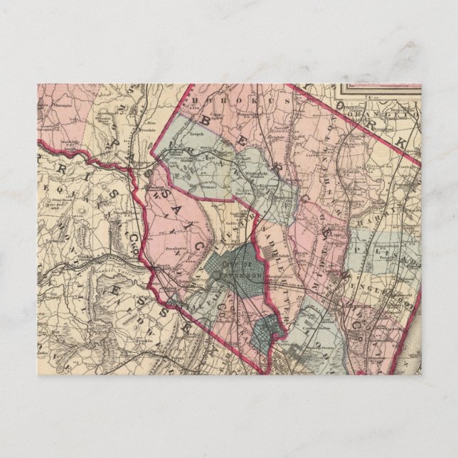 Bergen, Passaic Cos, NJ Vykort (Framsida)