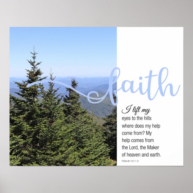Bergen Psalm 121:1-2 Faith Poster (Framsidan)
