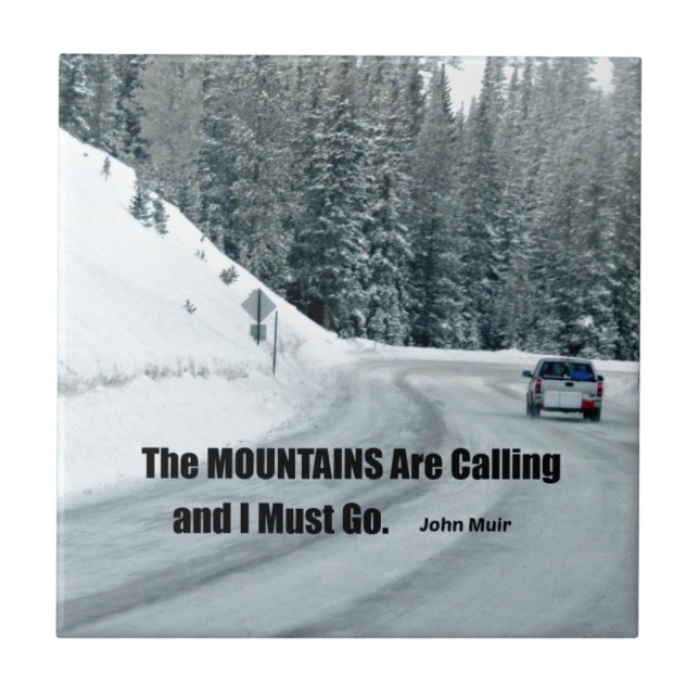 Bergen ringer och jag måste gå. kakelplatta (Framsidan)