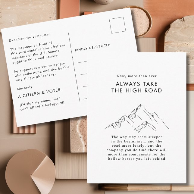 Bergen tar den höga vägen för senatorer vykort (Abstract Mountains Take the High Road Motivational Quote Postcard for Senators)