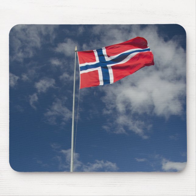 Bergens historiska hamnområde i flaggor musmatta (Framsidan)