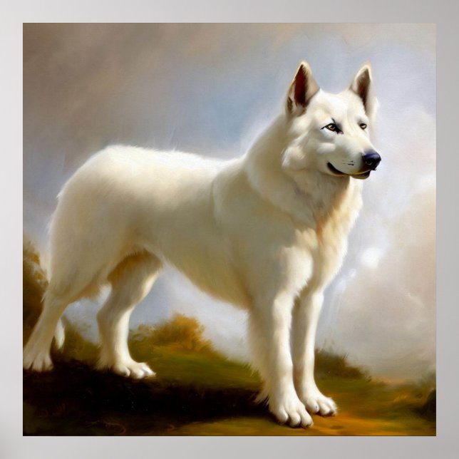 Berger Blanc Suisse Hund Poster (Framsidan)