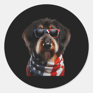 Berger Picard Hund 4:e juli Amerikanska oberoende Runt Klistermärke