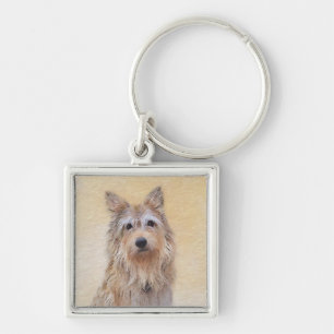 Berger Picard-målning - Cute Original Hund Art Fyrkantig Silverfärgad Nyckelring