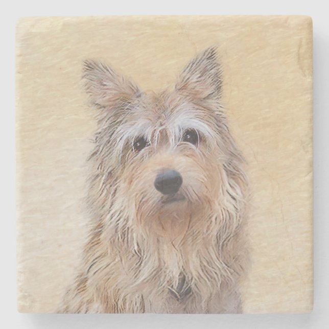 Berger Picard-målning - Söt originell hundkonst Stenunderlägg (Framsidan)