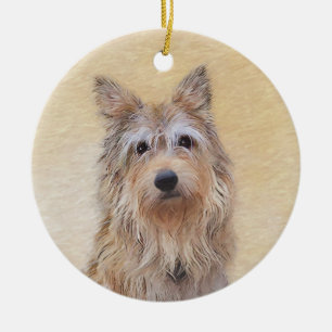 Berger Picard Painting - Cute Original Hund Art Julgransprydnad Keramik