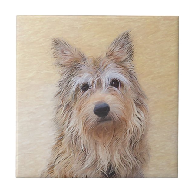 Berger Picard Painting - Cute Original Hund Art Kakelplatta (Framsidan)