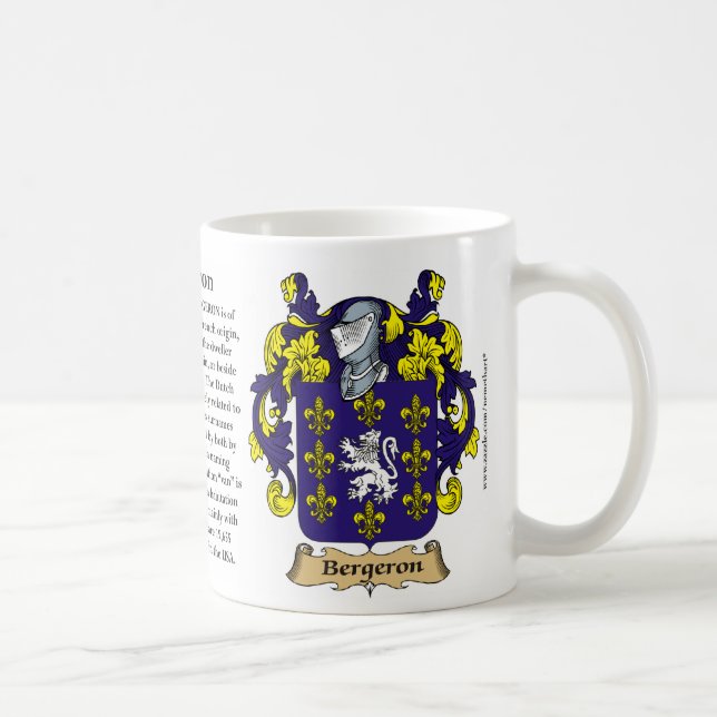 Bergeron, ursprung, det menande och vapenskölden kaffemugg (Höger)