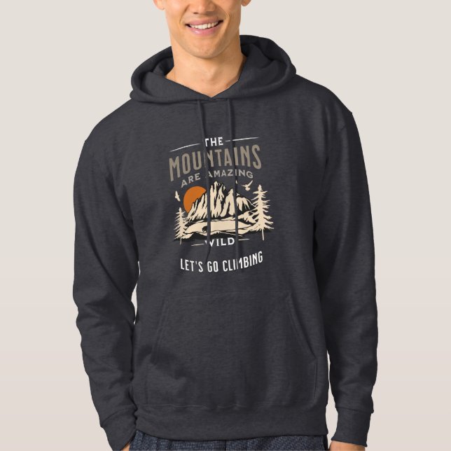 Berget är fantastisk mörk grått hoodie (Framsida)