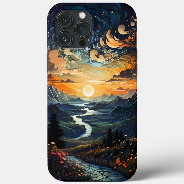 Berget i pointillism iPhone/iPad-fallet (Baksida)