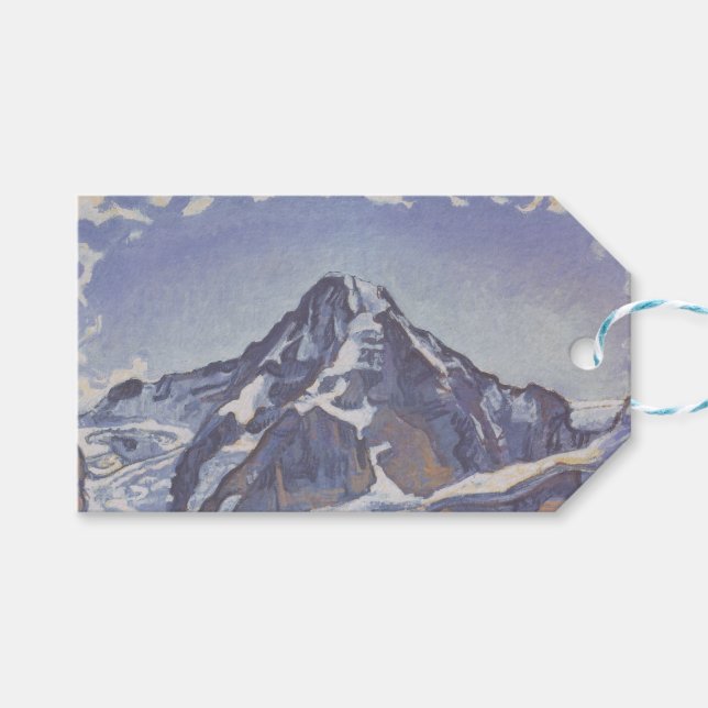 Berget Munk med moln (Ferdinand Hodler) Presentetikett (Framsidan (Horisontell))