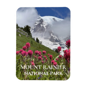 Berget Rainier med snö täckt, indisk penselpensel Magnet