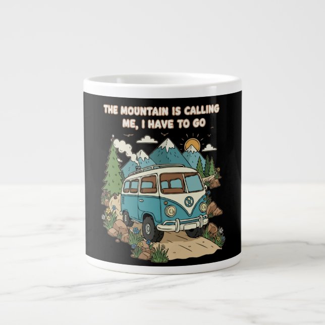 Berget ropar Retro husbil Natur Jumbo Mugg (Framsidan)
