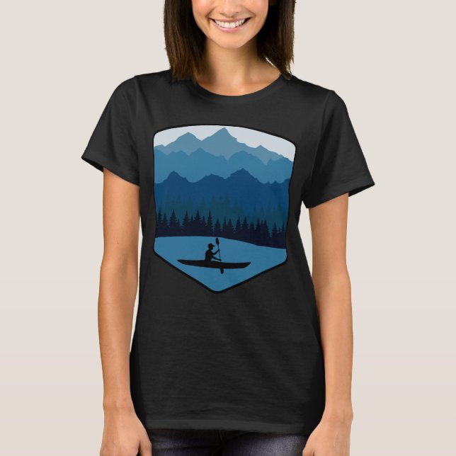 Bergfloden Sjö Kayakpaddan Kayak Paddling T Shirt (Framsida)