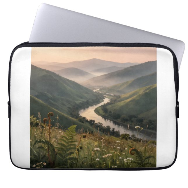 Bergflodslandskapskonst Laptopsäckslips Laptop Fodral (Framsidan)