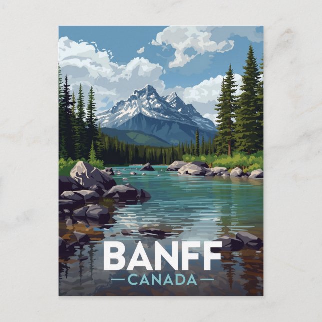 Bergflodsutsikt i Banff nationalpark Vykort (Framsida)
