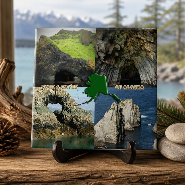 Bergformationer och grottor i Alaska Collage Kakelplatta (Rock Formations and Caves in Alaska Collage Tile)