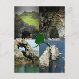 Bergformationer och grottor i Alaska Collage Vykort