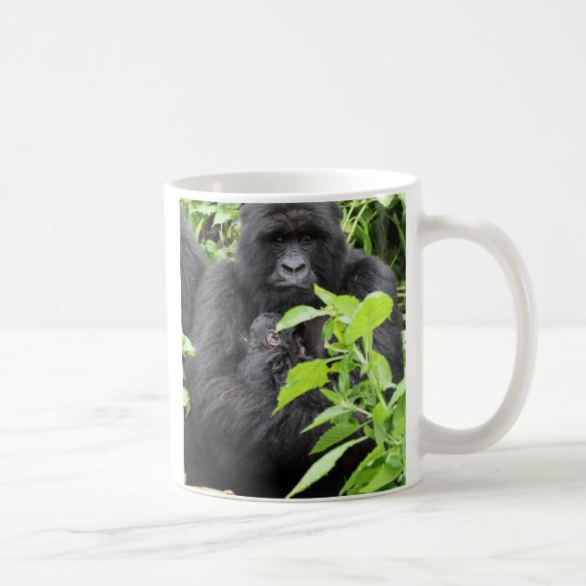 Berggorilla/mor & bebis kaffemugg (Höger)