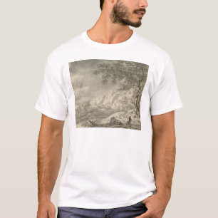 Bergigt landskap med en fotvandrare t shirt