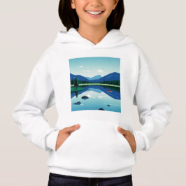 Bergigt landskap vid en sjö t shirt