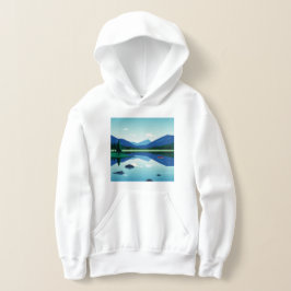 Bergigt landskap vid en sjö t shirt