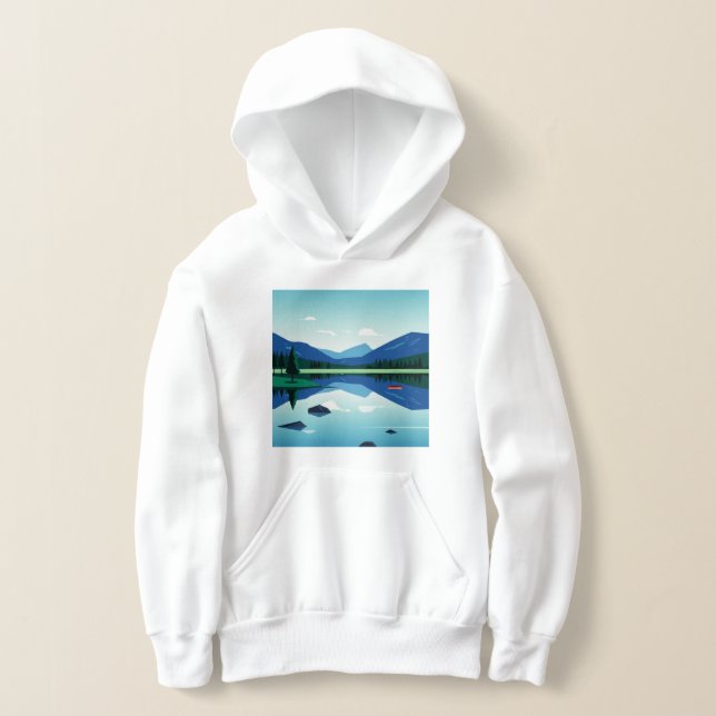 Bergigt landskap vid en sjö t shirt (Laydown)