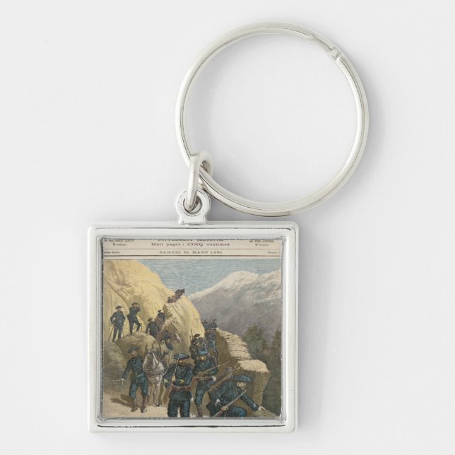 BergInfantrymen Fyrkantig Silverfärgad Nyckelring (Framsidan)