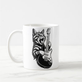 Bergkatt spelar elgitarr | Cool musik kärlek Kaffemugg