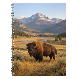 Berglandskap Amerikansk Bison Anteckningsbok