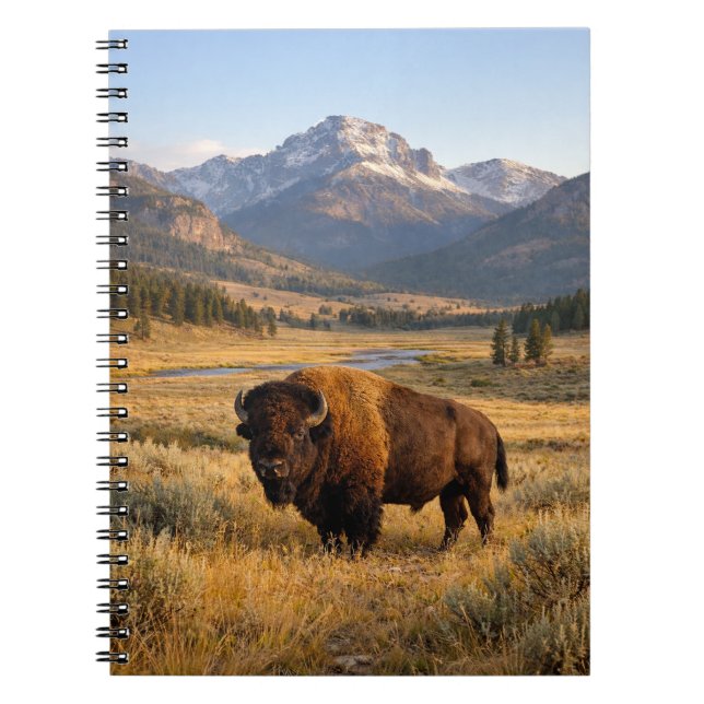 Berglandskap Amerikansk Bison Anteckningsbok (Framsidan)