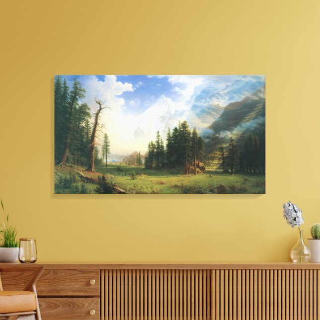 Berglandskap av Albert Bierstadt Canvastryck (Insitu (Vardagsrum))
