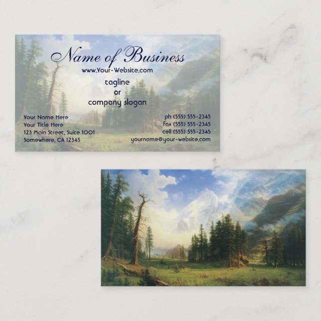 Berglandskap, Bierstadt, Hudson River School Visitkort (Fram/baksida)